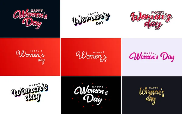 Abstract Happy Women Day Logo Love Vector Design Pink Red — Stock Vector