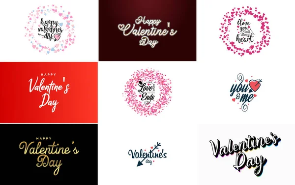 Happy Valentine Day Typography Poster Handwritten Calligraphy Text Isolated White — Διανυσματικό Αρχείο