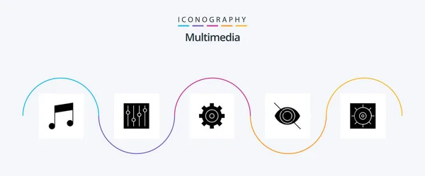 Multimedia Glyph Icon Pack Including Options Preferences Control — Stockvektor