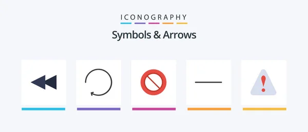 Symbols Arrows Flat Icon Pack Including Warning Creative Icons Design — Stockvector