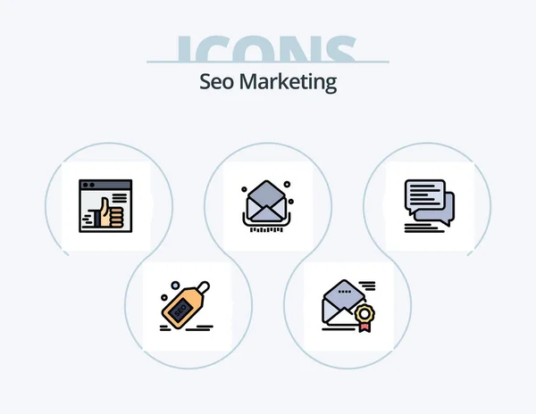 Seo Marketing Line Filled Icon Pack Icon Design Target Darts — Vetor de Stock