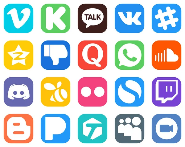 Versatile Social Media Icons Music Soundcloud Tencent Whatsapp Quora Icons — Stock Vector