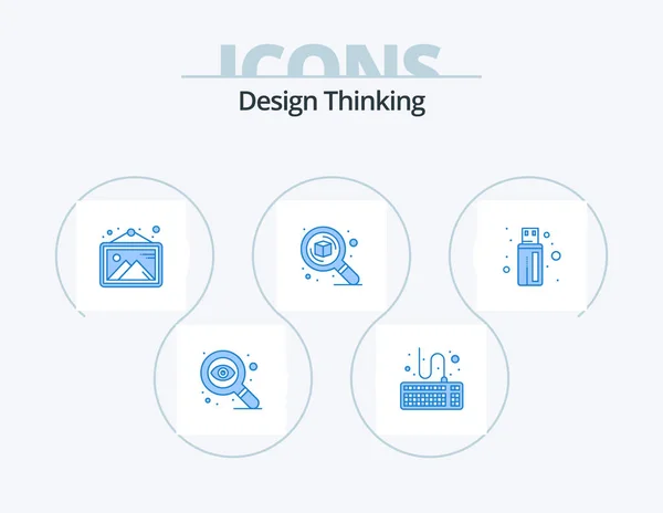 Design Thinking Blue Icon Pack Icon Design Connector Zoom Image — Image vectorielle