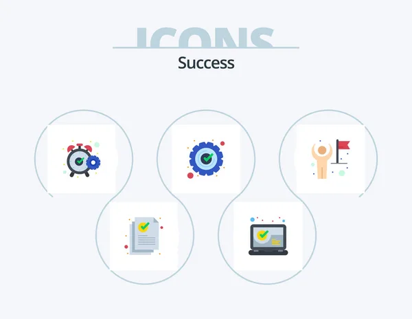 Sucess Flat Icon Pack Icon Design Cogwheel Gear Success Watch — Stockový vektor