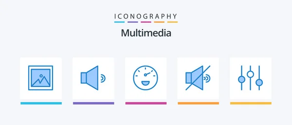 Multimedia Blue Icon Pack Including Speed Tuning Controls Creative Icons — Image vectorielle