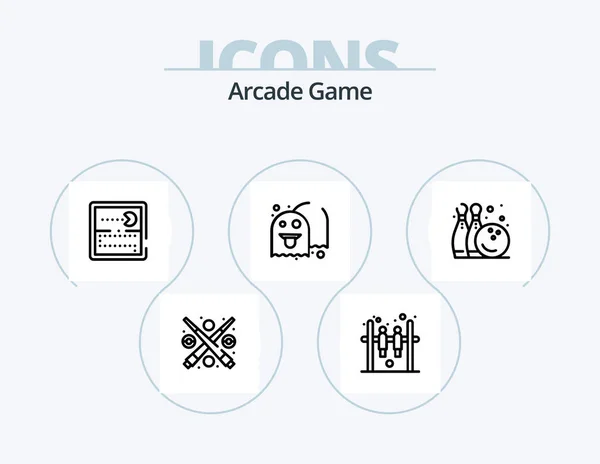 Arcade Line Icon Pack Icon Design Play Whack Mole Cubes — Stok Vektör