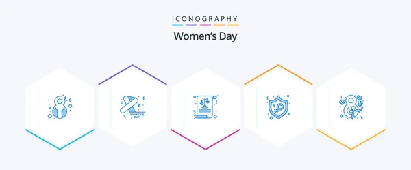 Womens Day Blue Icon Pack Including Woman Law Justice Laws — Vector de stock