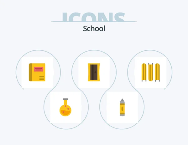 School Flat Icon Pack Icon Design Education Education Document Sharpener — Archivo Imágenes Vectoriales