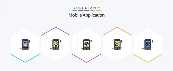 Mobile Application Filledline Icon Pack Including Mobile Media Instant Messenger — Archivo Imágenes Vectoriales