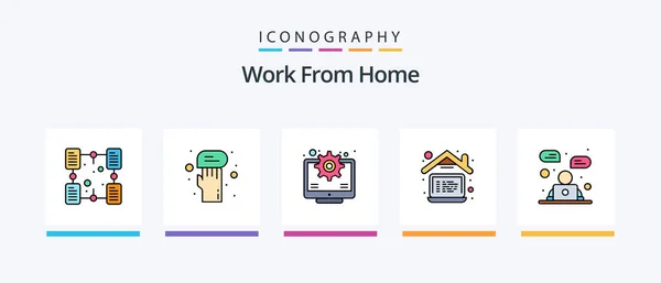 Work Home Line Filled Icon Pack Including Folder File Online — Archivo Imágenes Vectoriales