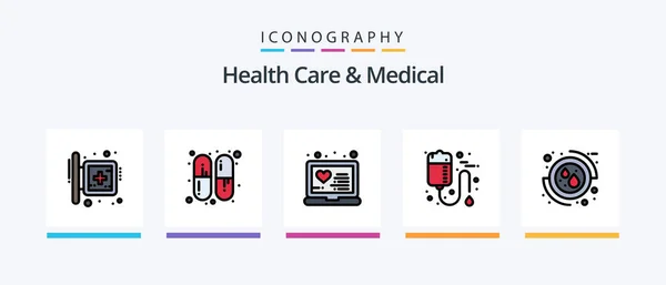 Health Care Medical Line Filled Icon Pack Including Call Pulse — Stok Vektör
