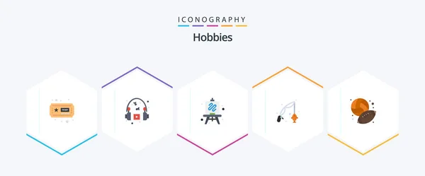 Hobbies Flat Icon Pack Including Hobby Baseball Hobbies Football Hobbies — Vetor de Stock