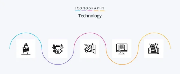Technology Line Icon Pack Including Building Technology Technology Mobile — Stockvector