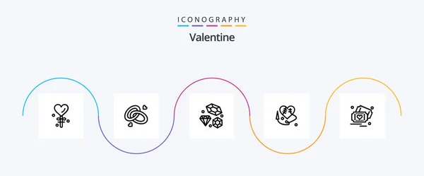 Valentine Line Icon Pack Including Love Valentines Love Valentine Engagment — Stockový vektor