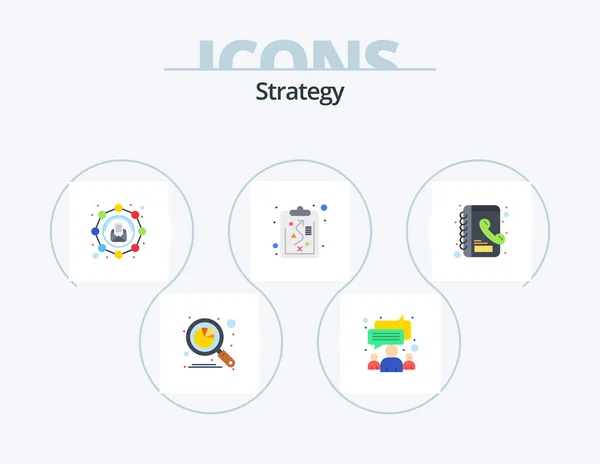 Strategy Flat Icon Pack Icon Design Contacts Strategy Team Management — Image vectorielle