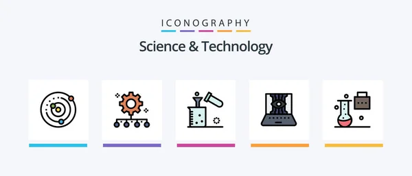 Science Technology Line Filled Icon Pack Including Lab Flask Chemical — Image vectorielle