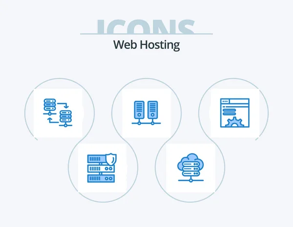 Web Hosting Blue Icon Pack Icon Design Web Brower Server — Stok Vektör