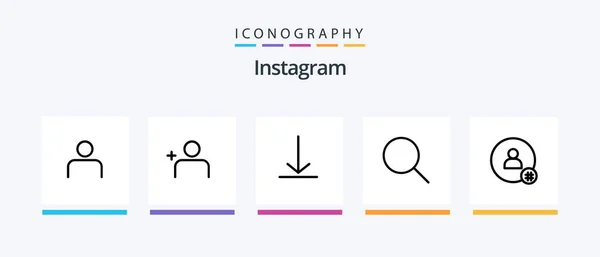 Instagram Line Icon Pack Including Upload Twitter Download Creative Icons — Stockový vektor