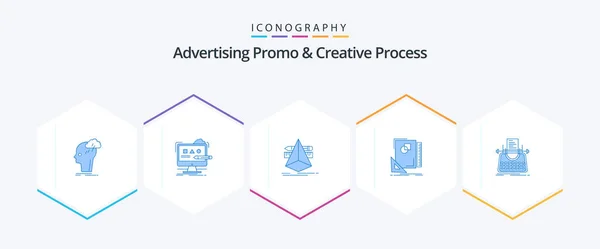 Advertising Promo Creative Process Blue Icon Pack Including Page Design — Stock vektor