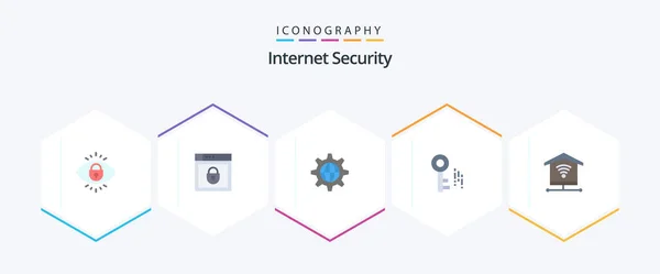 Internet Security Flat Icon Pack Including Internet Key Security Internet — 图库矢量图片
