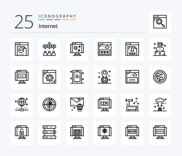 Internet Line Icon Pack Including Internet Arrows Computer Www Internet — Stok Vektör