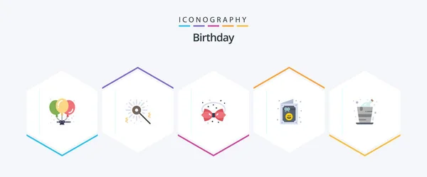Birthday Flat Icon Pack Including Birthday Party Bow Invitation Birthday — Stockvektor