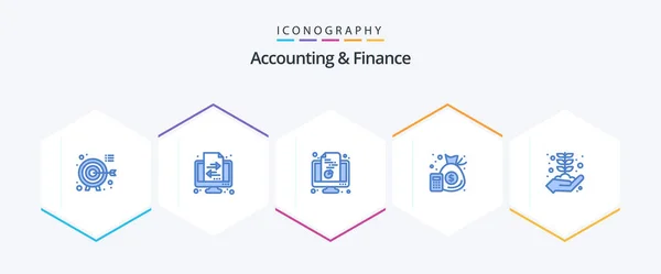 Accounting Finance Blue Icon Pack Including Business Management Chart Finance — Wektor stockowy