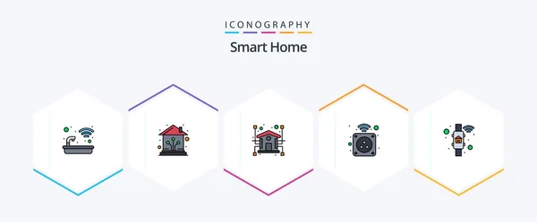 Smart Home Filledline Icon Pack Including Power Home Network Electronic — 图库矢量图片