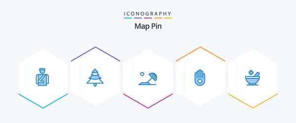 Map Pin Blue Icon Pack Including Patient Destination Medical Hand — Vettoriale Stock