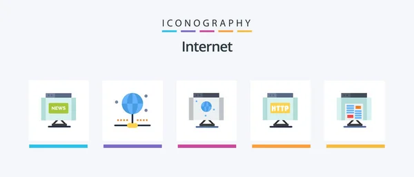Internet Flat Icon Pack Including Data Application Internet Link Http — Stock Vector
