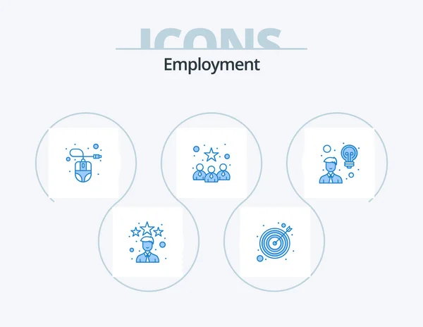 stock vector Employment Blue Icon Pack 5 Icon Design. employee. best team. computer. profile. business