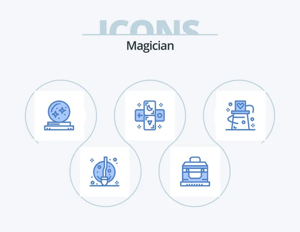 Magician Blue Icon Pack Icon Design Card Tarot Ball Horoscope — Stockvektor