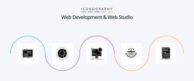 Web Development And Web Studio Glyph 5 Icon Pack Including site. static. lifebuoy. site. layout