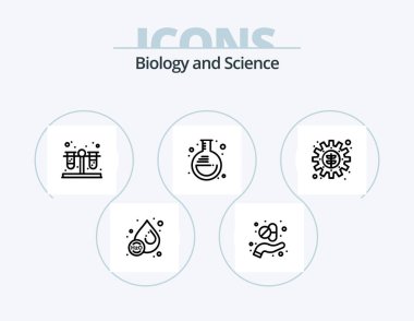 Biology Line Icon Pack 5 Icon Design. growth. decorative. science. bottle. liquid