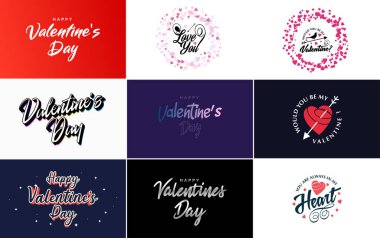 Happy Valentine's Day typography poster with handwritten calligraphy text. isolated on white background vector illustration