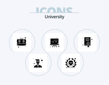 University Glyph Icon Pack 5 Icon Design. degree. formula. box. education. math