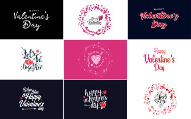 Happy Valentine's Day greeting card template with a romantic theme and a red color scheme