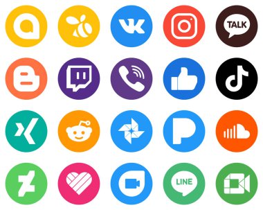 Flat Circle White Icon Collection video. tiktok. blog and facebook 20 High-quality Icons