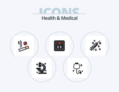 Health And Medical Line Filled Icon Pack 5 Icon Design. plus. medical. fish. shield. test