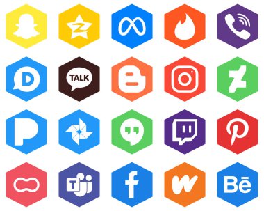 Hexagon Flat Color White Icon Set deviantart. meta. rakuten. instagram and blogger 20 Innovative Icons