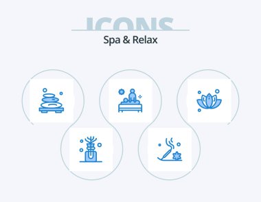 Spa And Relax Blue Icon Pack 5 Icon Design. green. massage. massage. care. back