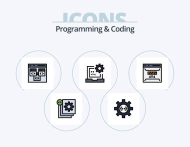 Programming And Coding Line Filled Icon Pack 5 Icon Design. bug. app. develop. programming. development