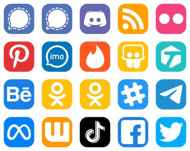 20 Essential Social Media Icons such as slideshare. feed. video and imo icons. Gradient Social Media Icons