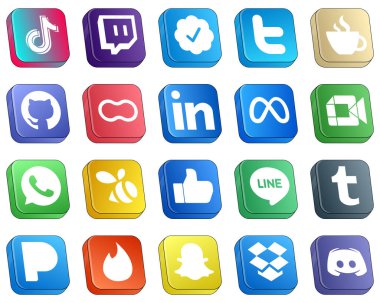 20 Unique Isometric 3D Social Media Icons such as professional. women. tweet. mothers and github icons. Eye-catching and high-definition