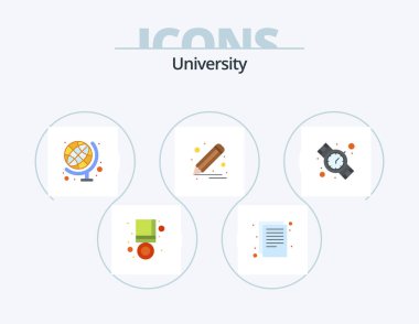 University Flat Icon Pack 5 Icon Design. time. write. education. pen. draw