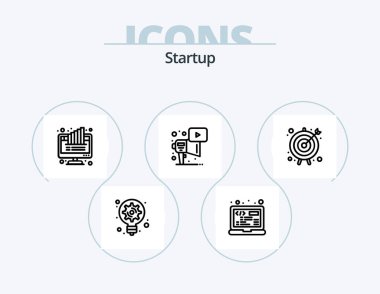 Startup Line Icon Pack 5 Icon Design. income. device. business. workplace. desk