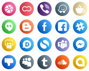 All in One Social Media Icon Set 20 icons such as spotify. fb. caffeine. facebook and blogger icons. High definition and unique