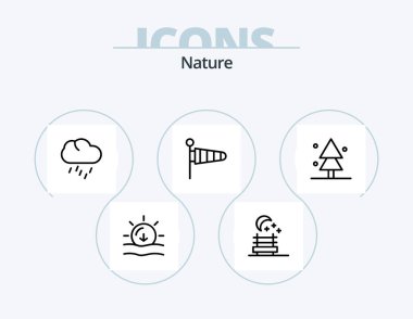 Nature Line Icon Pack 5 Icon Design. peak. mountain. rain. extreme. globe