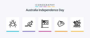 Australia Independence Day Line 5 Icon Pack Including country. sydney. location. harbour. bridge. Creative Icons Design