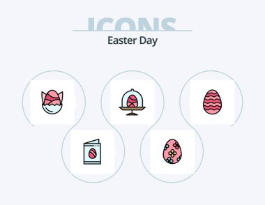 Easter Line Filled Icon Pack 5 Icon Design. boiled egg. nature. animal. egg. basket
